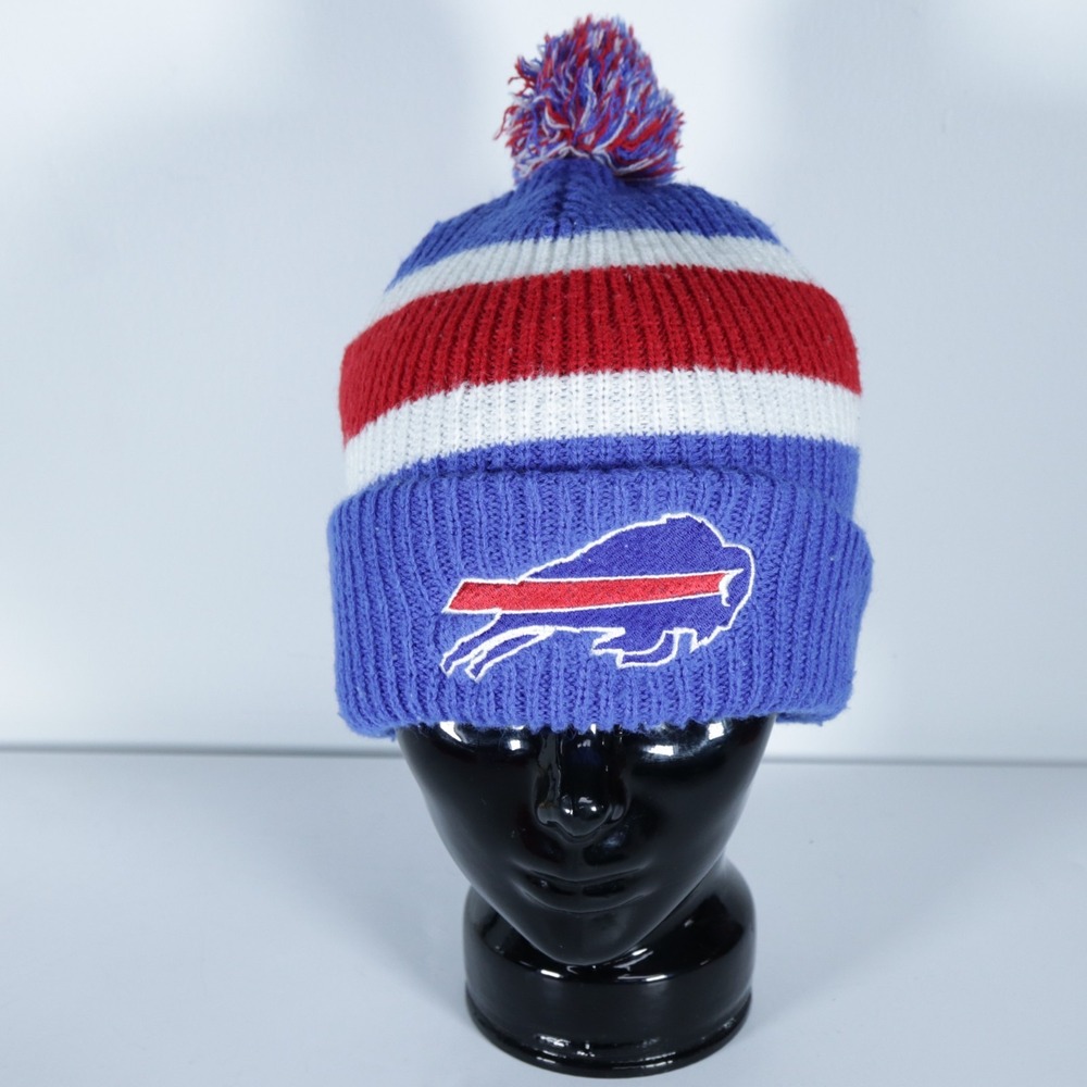 BUFFALO BILLS AUTHENTIC WINTER HAT Blue Red White Striped 90s STITCHED/Knit